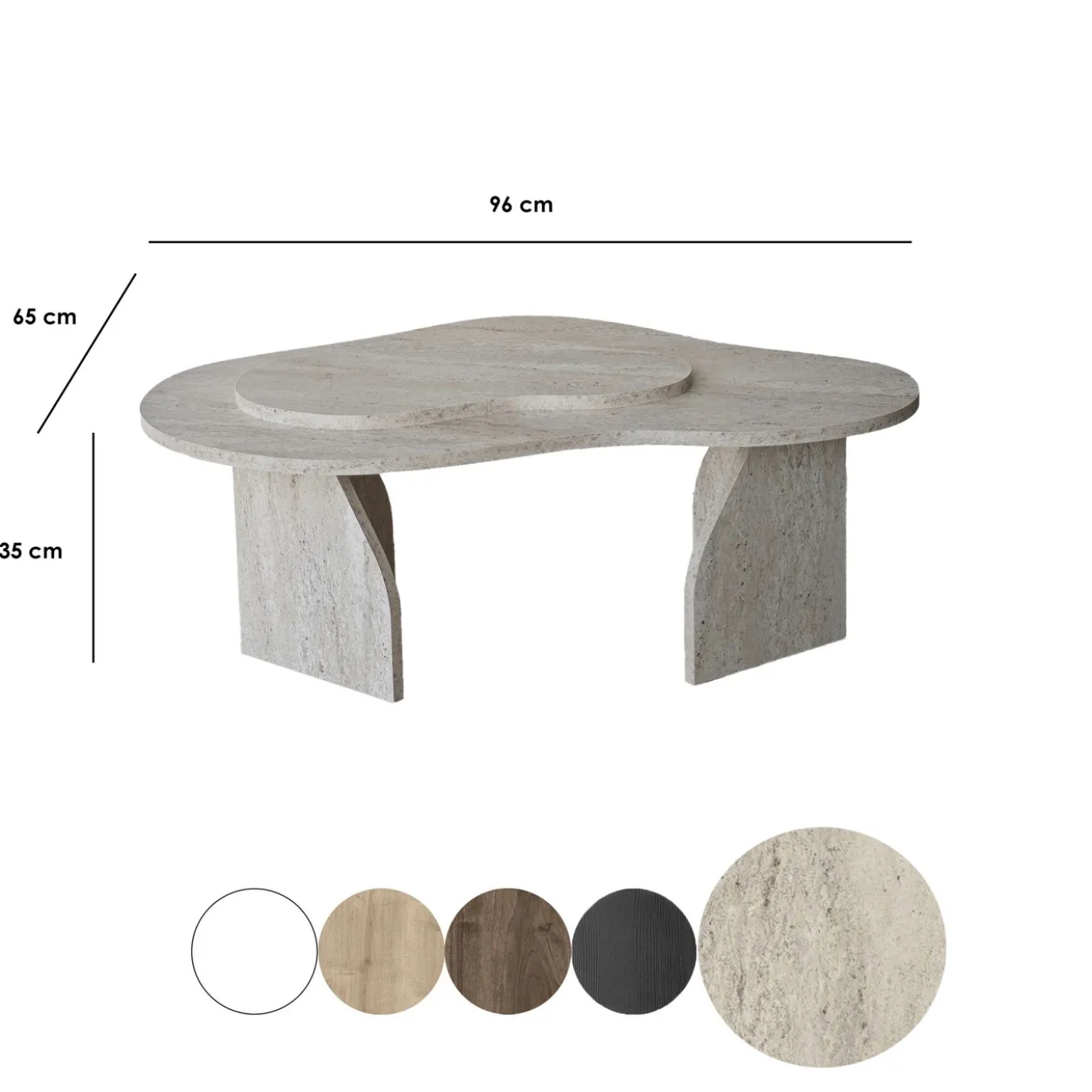 Salontafel Melted Travertinlook 105cm