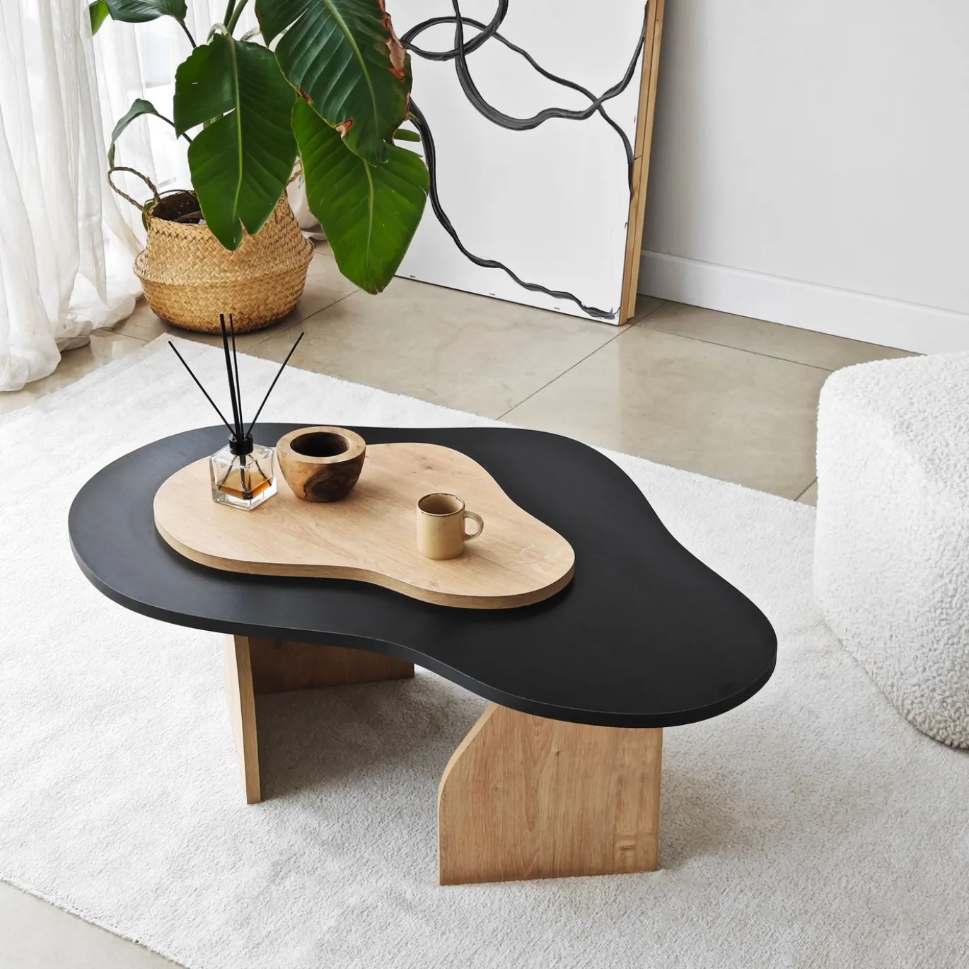 Salontafel Melted Zwart/Naturel 105cm
