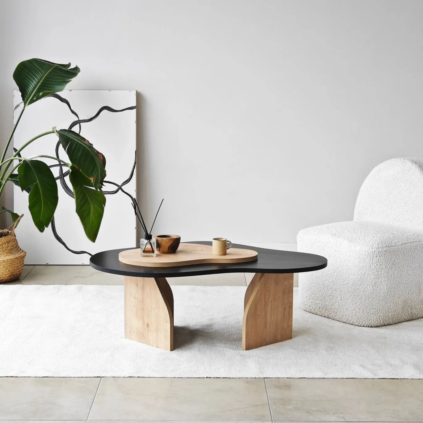 Salontafel Melted Zwart/Naturel 105cm