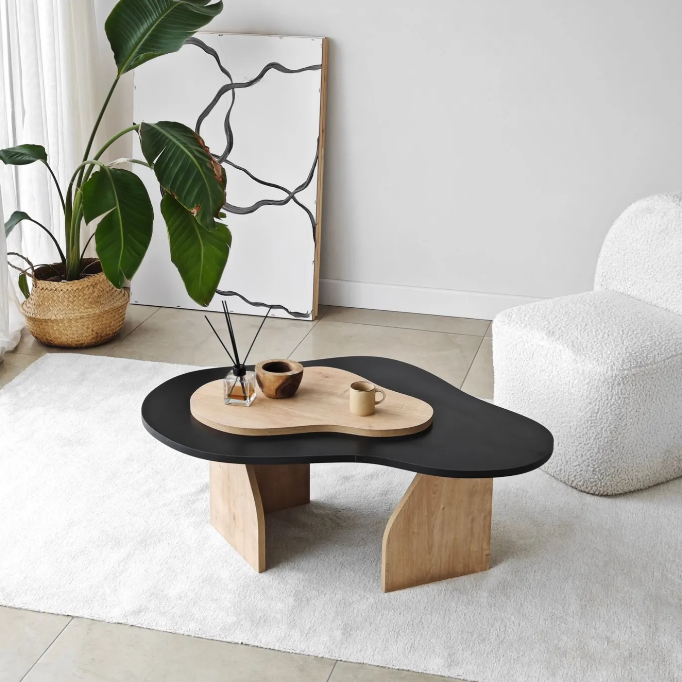 Salontafel Melted Zwart/Naturel 105cm