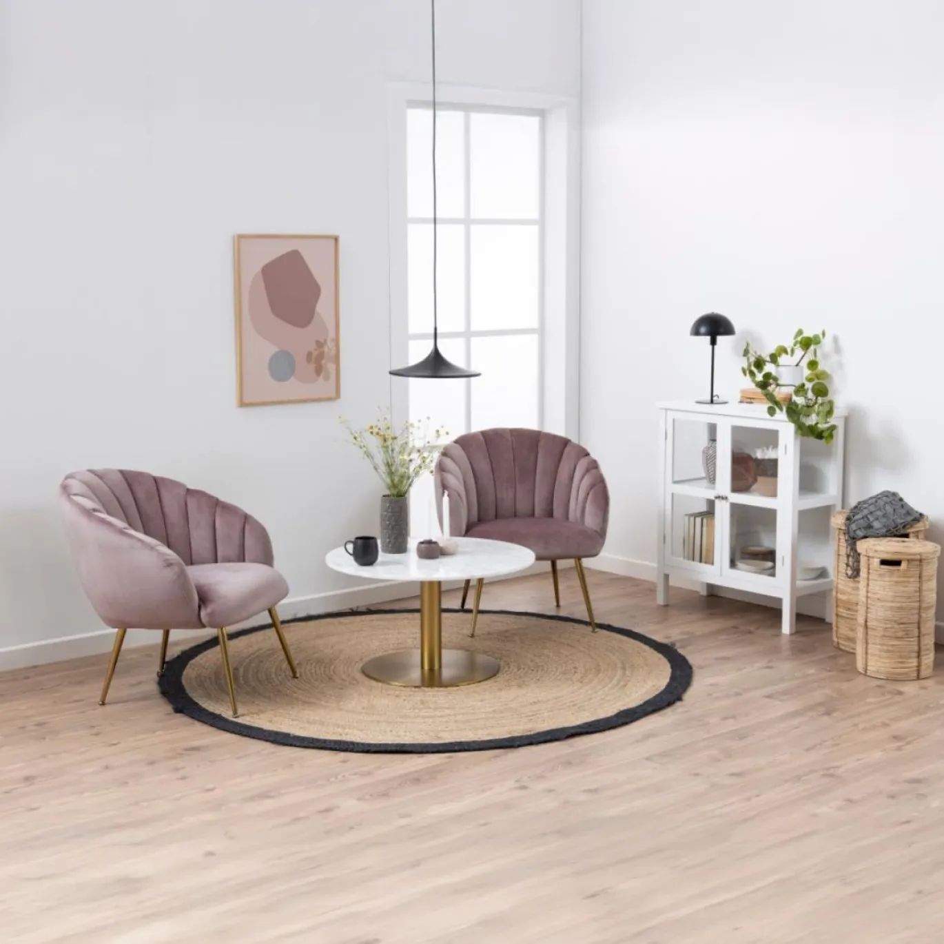Salontafel Menno Marmer Wit Guangxi Ø80x45cm - Giga Living