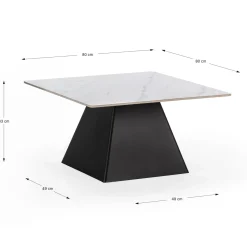 Salontafel Merve Matt Wit Zwart Metaal L - Giga Meubel