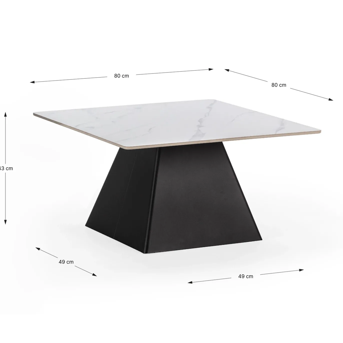 Salontafel Merve Matt Wit Zwart Metaal L - Giga Meubel