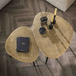 Salontafel Metallic Driehoekig Brons Antiek Set van 2 - Giga Meubel