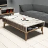 Salontafel Milan Wit Marmerlook/Walnoot 105cm