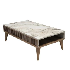 Salontafel Milan Wit Marmerlook/Walnoot 105cm