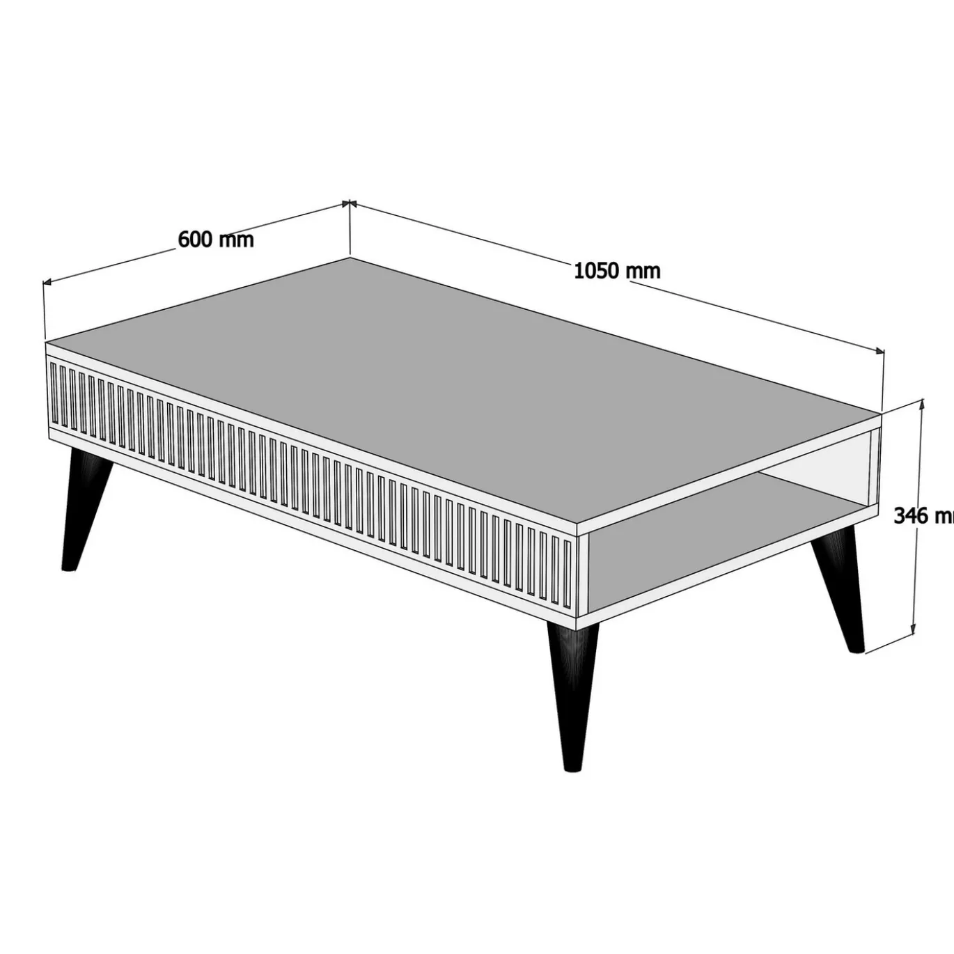 Salontafel Milan Wit Marmerlook/Walnoot 105cm