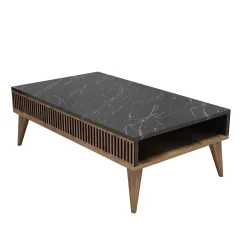 Salontafel Milan Zwart Marmerlook/Walnoot 105cm