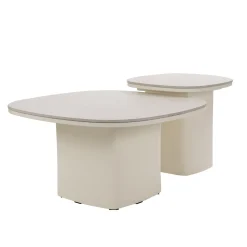 Salontafel Miles Beige Travertinlook Set van 2 - Giga Meubel