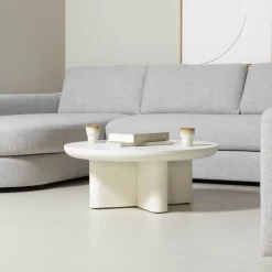 Salontafel Miso Rond Wit 90cm - Giga Meubel
