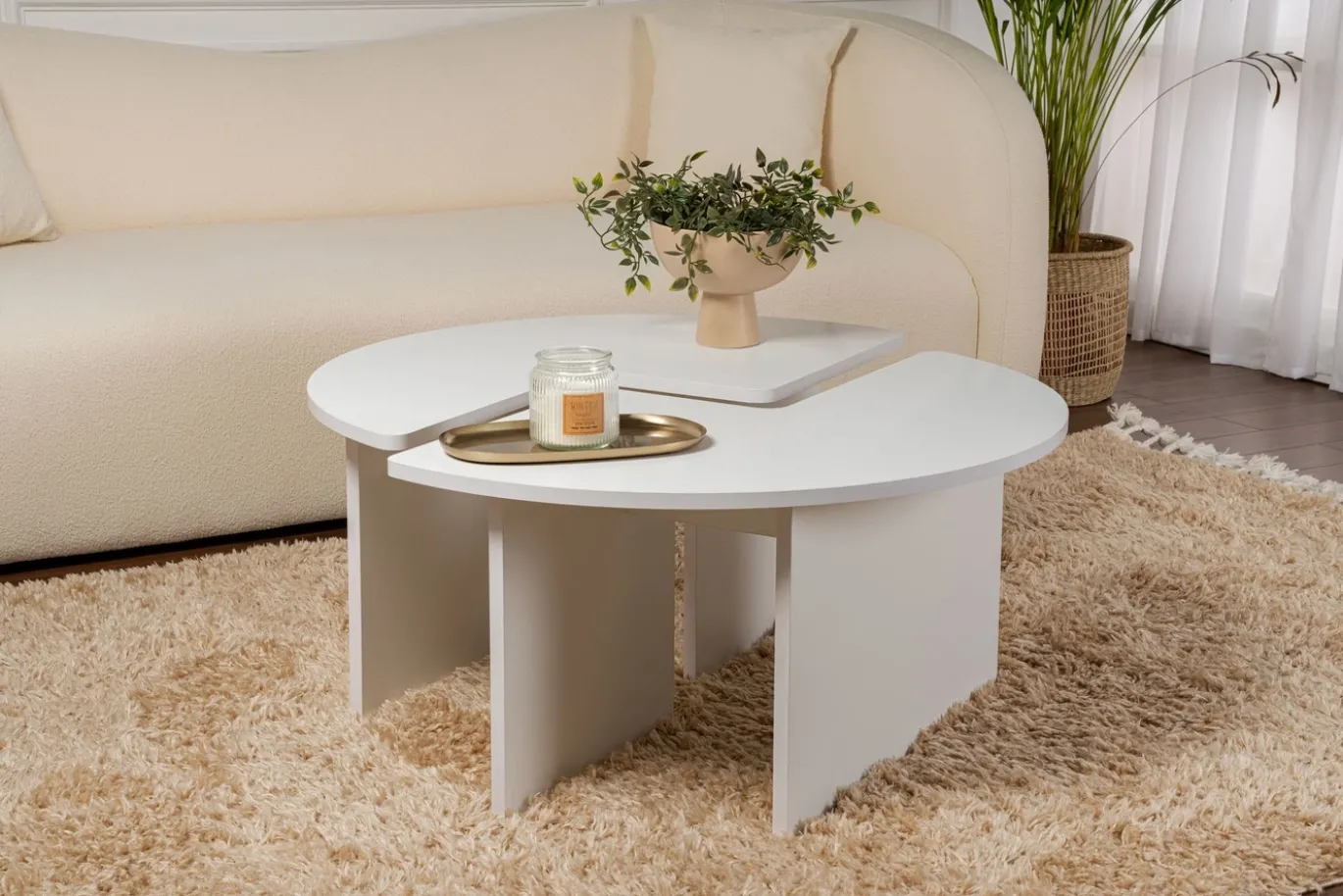 Salontafel Moira Effen Wit Set van 2