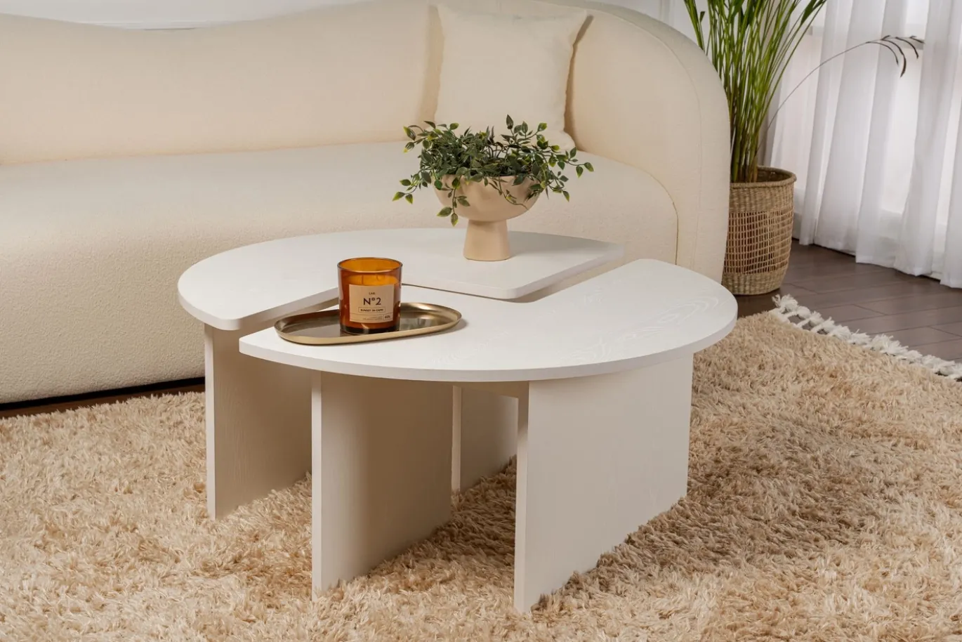 Salontafel Moira Hout Wit Set van 2