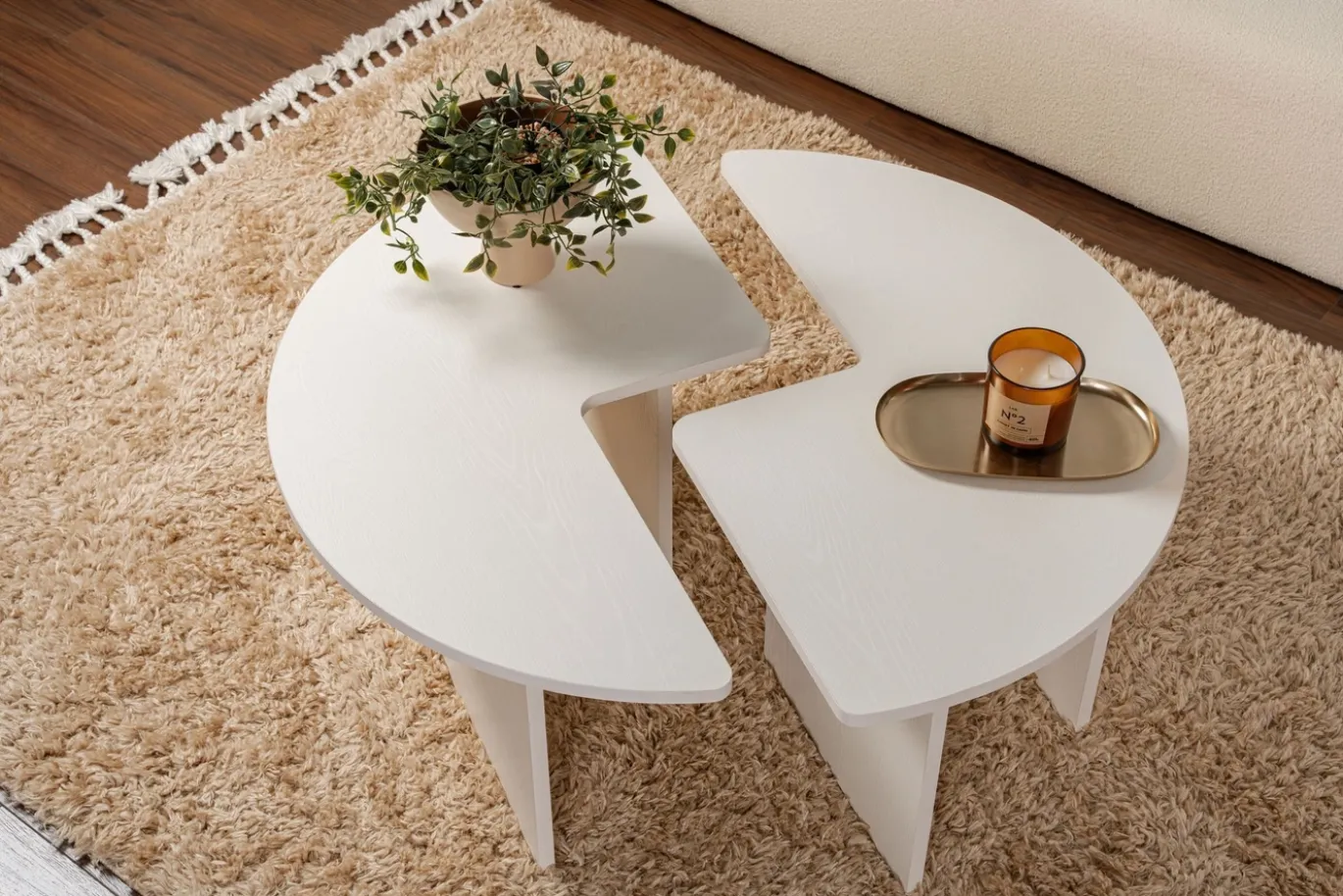Salontafel Moira Hout Wit Set van 2