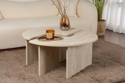 Salontafel Moira Travertinlook Set van 2