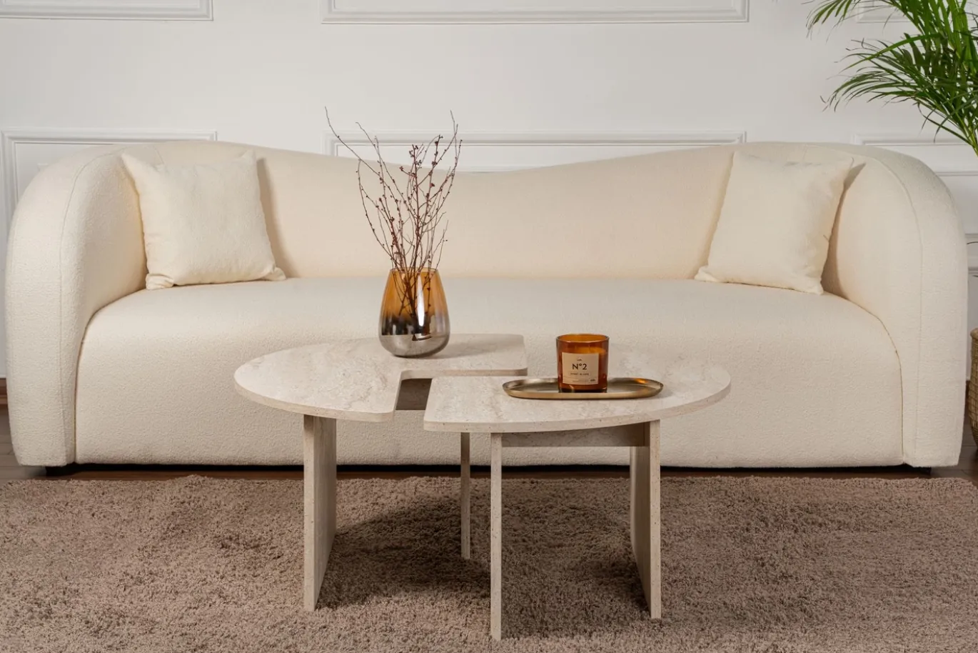 Salontafel Moira Travertinlook Set van 2