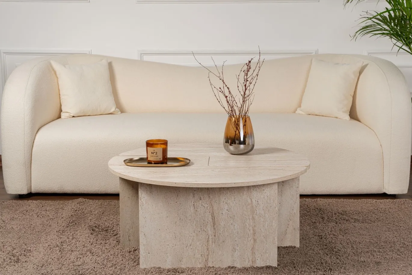 Salontafel Moira Travertinlook Set van 2