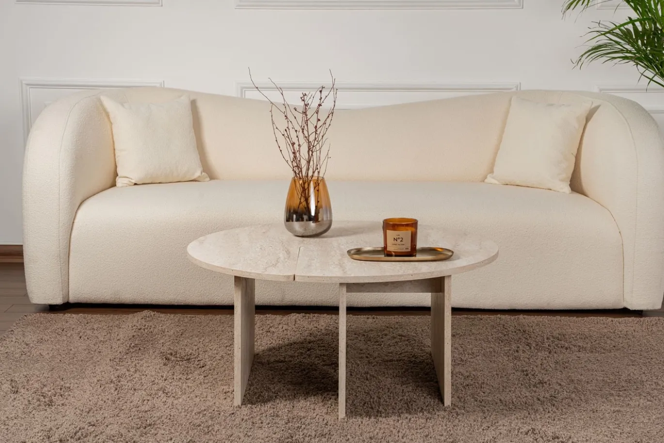 Salontafel Moira Travertinlook Set van 2