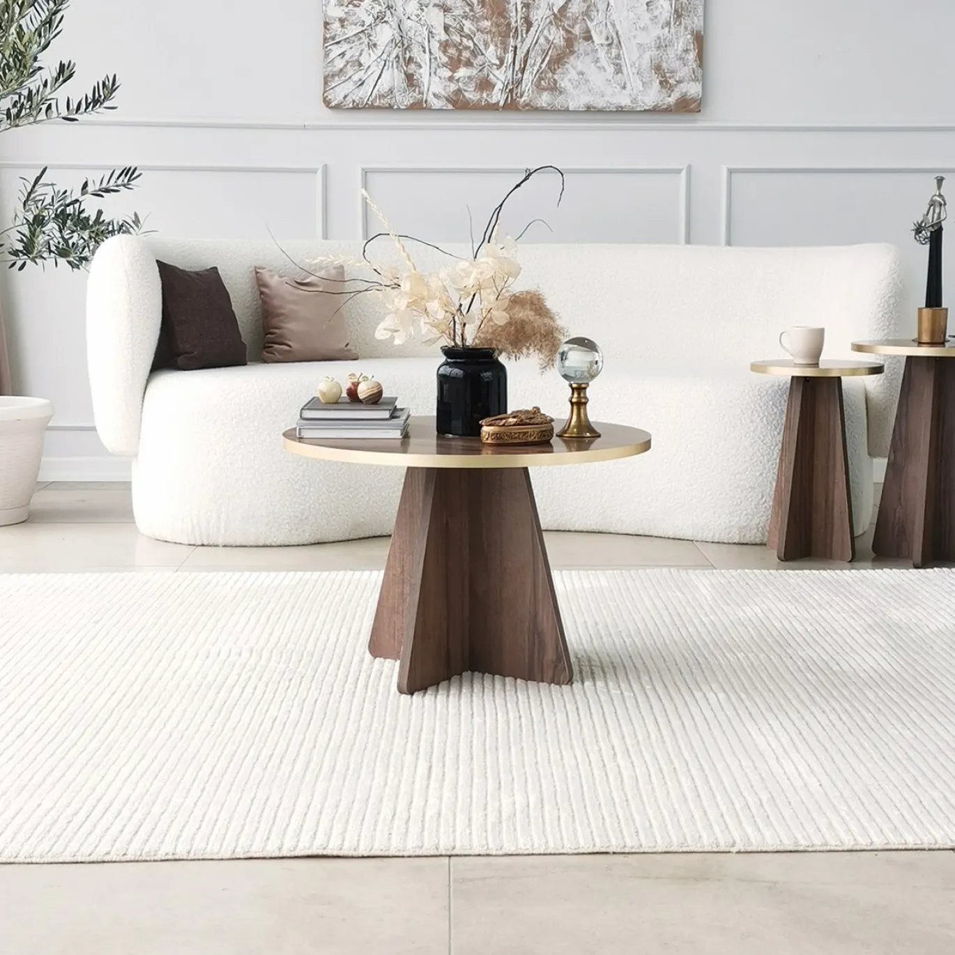 Salontafel Mushroom Walnoot/Goud