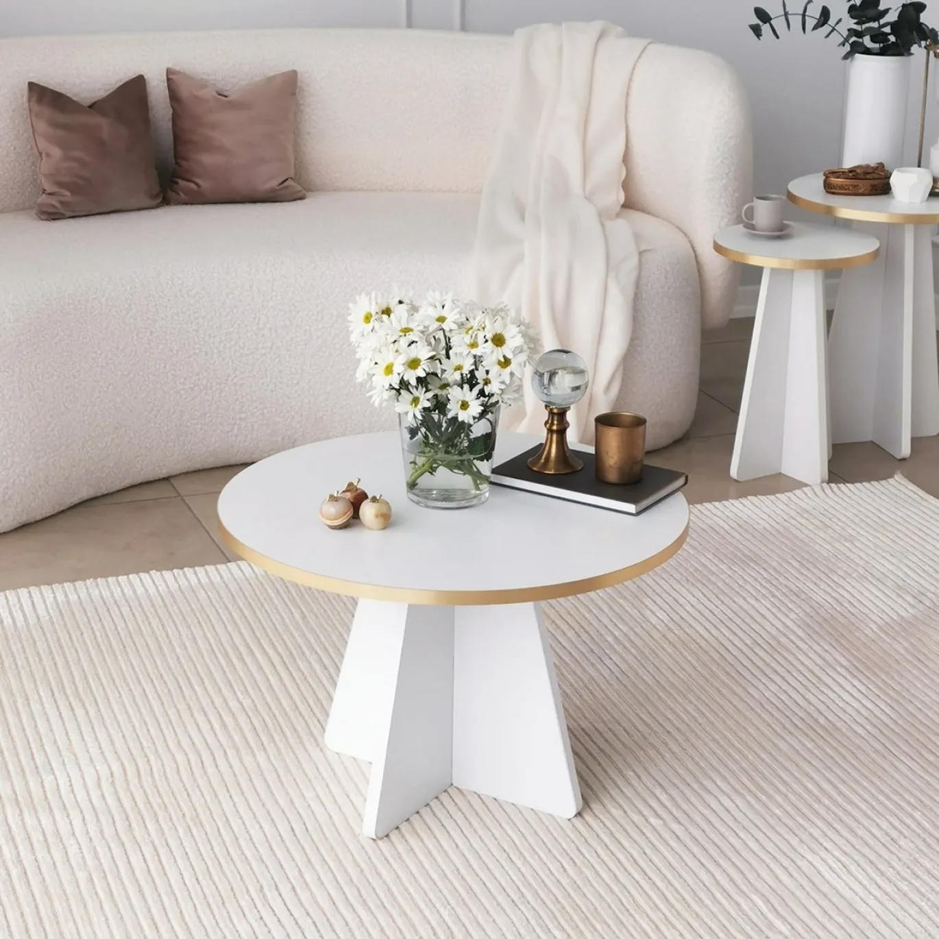 Salontafel Mushroom Wit/Goud
