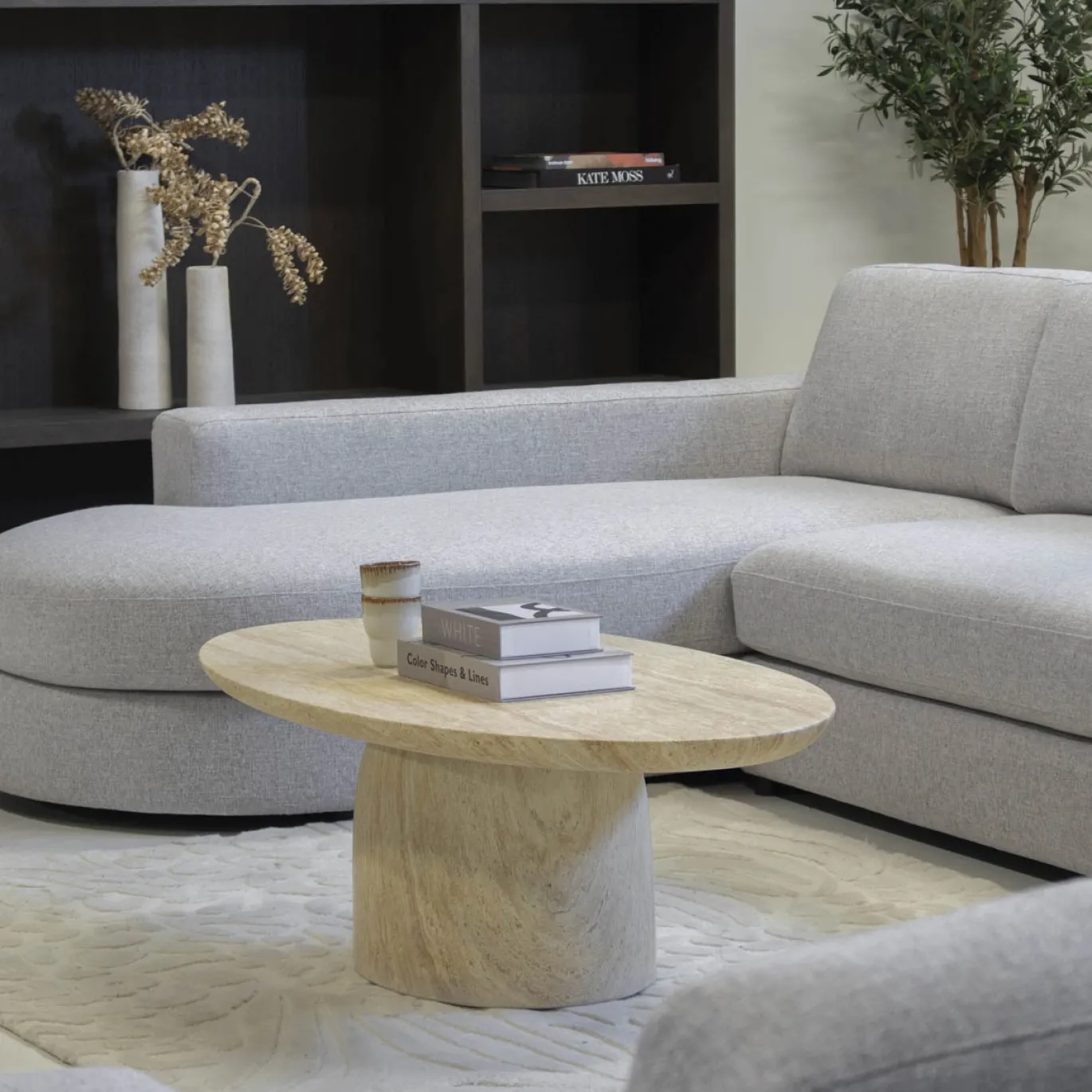 Salontafel Myrna Ovaal Travertin 120cm - Giga Meubel