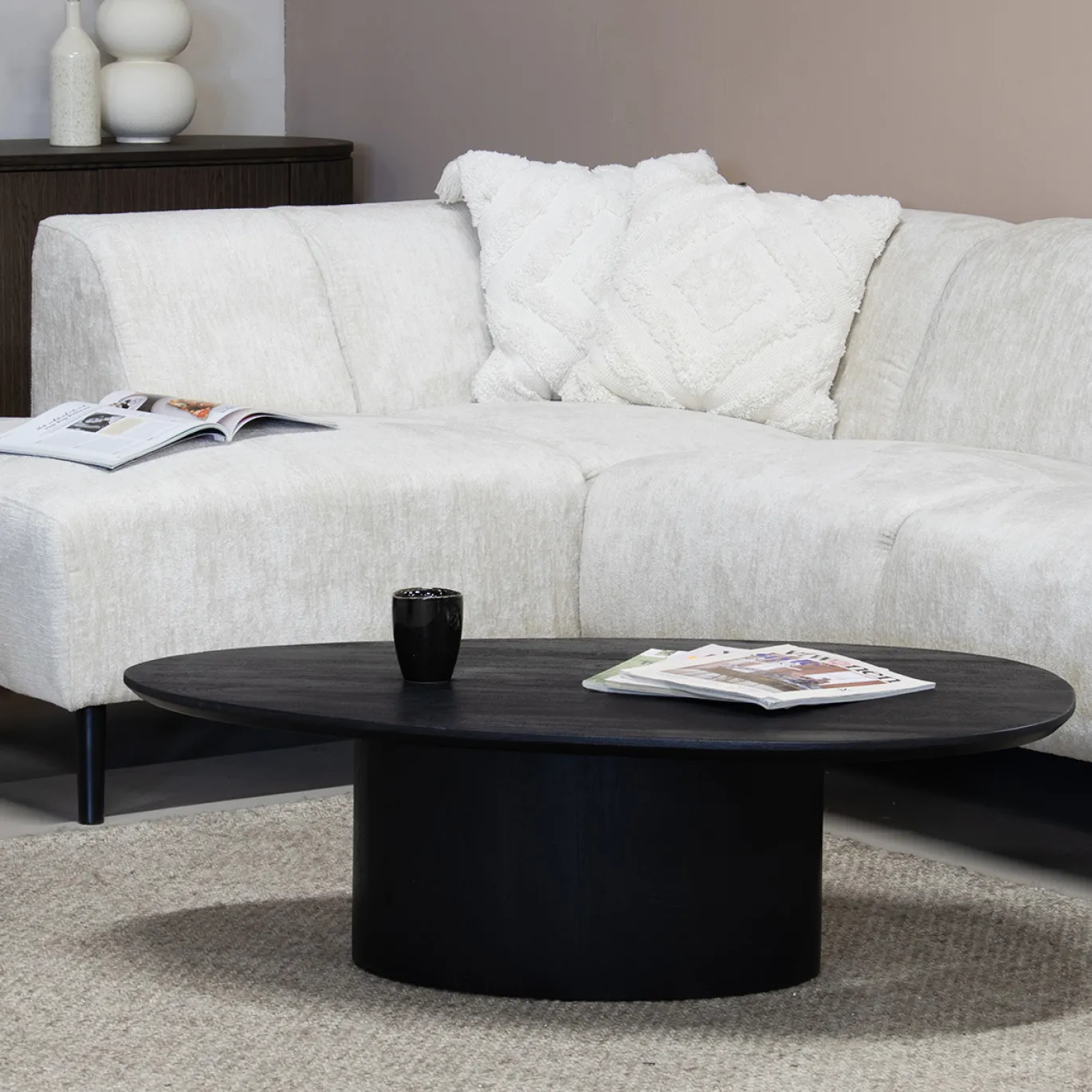 Salontafel Nara Zwart Organisch 80cm - Giga Meubel