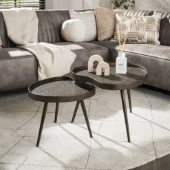 Salontafel Niervormig Set Van 2 Brons Liquid Metal - Giga Meubel