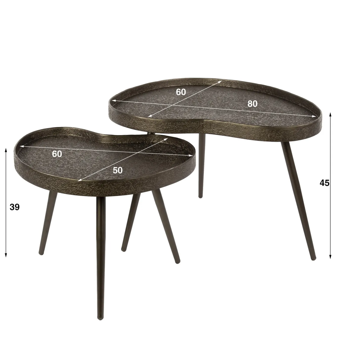 Salontafel Niervormig Set Van 2 Brons Liquid Metal - Giga Meubel