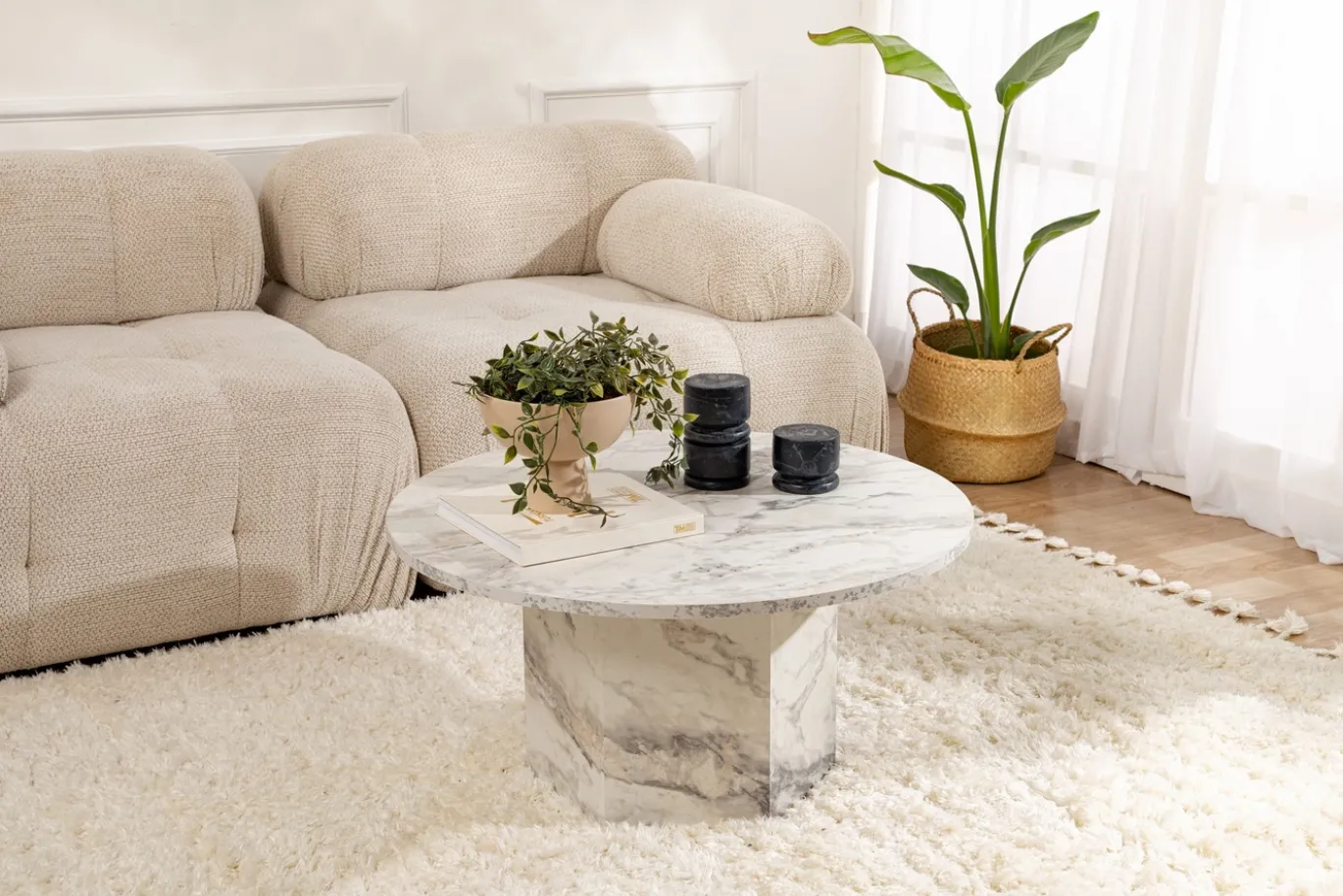 Salontafel Nova Freesia Marmerlook Ø80cm