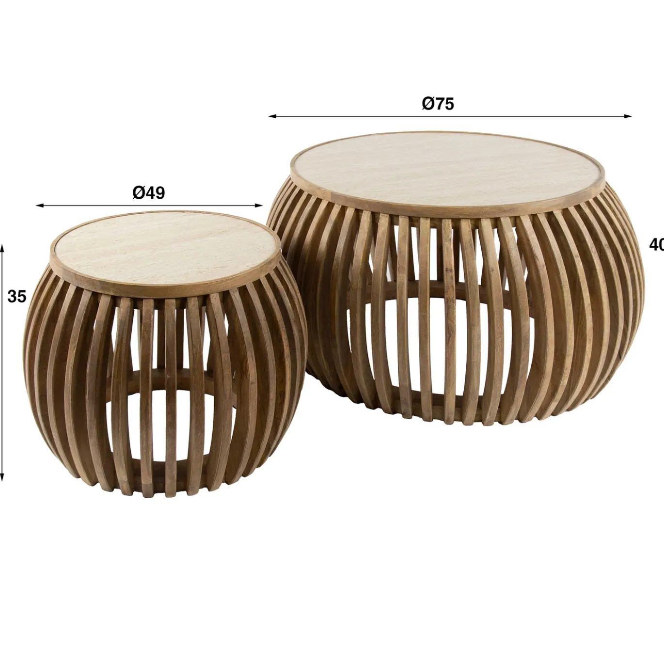 Salontafel Nuovo Curve Travertin Set van 2 - Giga Meubel