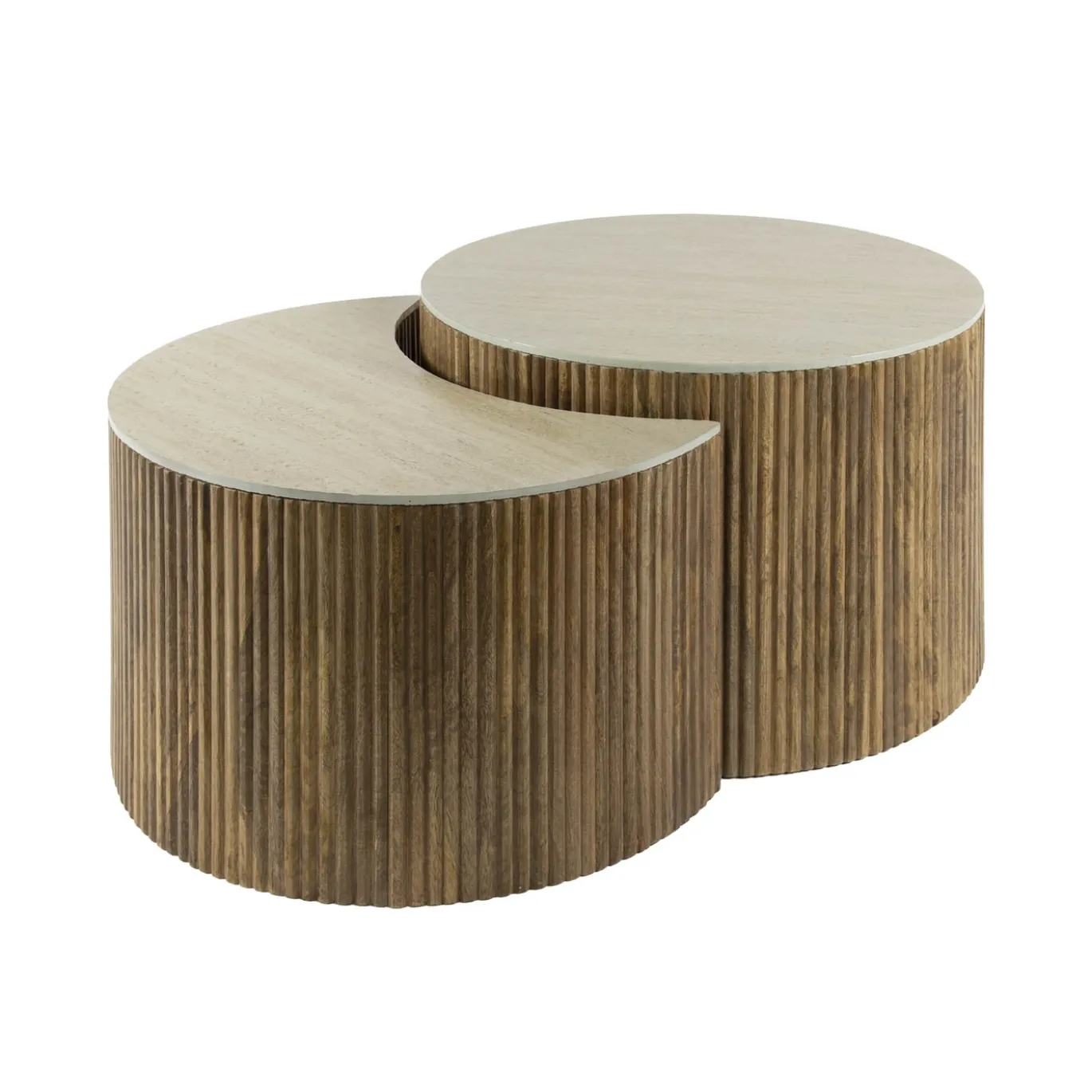 Salontafel Nuovo Halfrond Travertin Set van 2 - Giga Meubel
