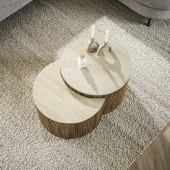 Salontafel Nuovo Halfrond Travertin Set van 2 - Giga Meubel