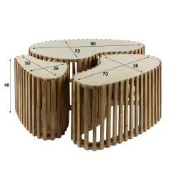 Salontafel Nuovo Niervorm Travertin Set van 3 - Giga Meubel