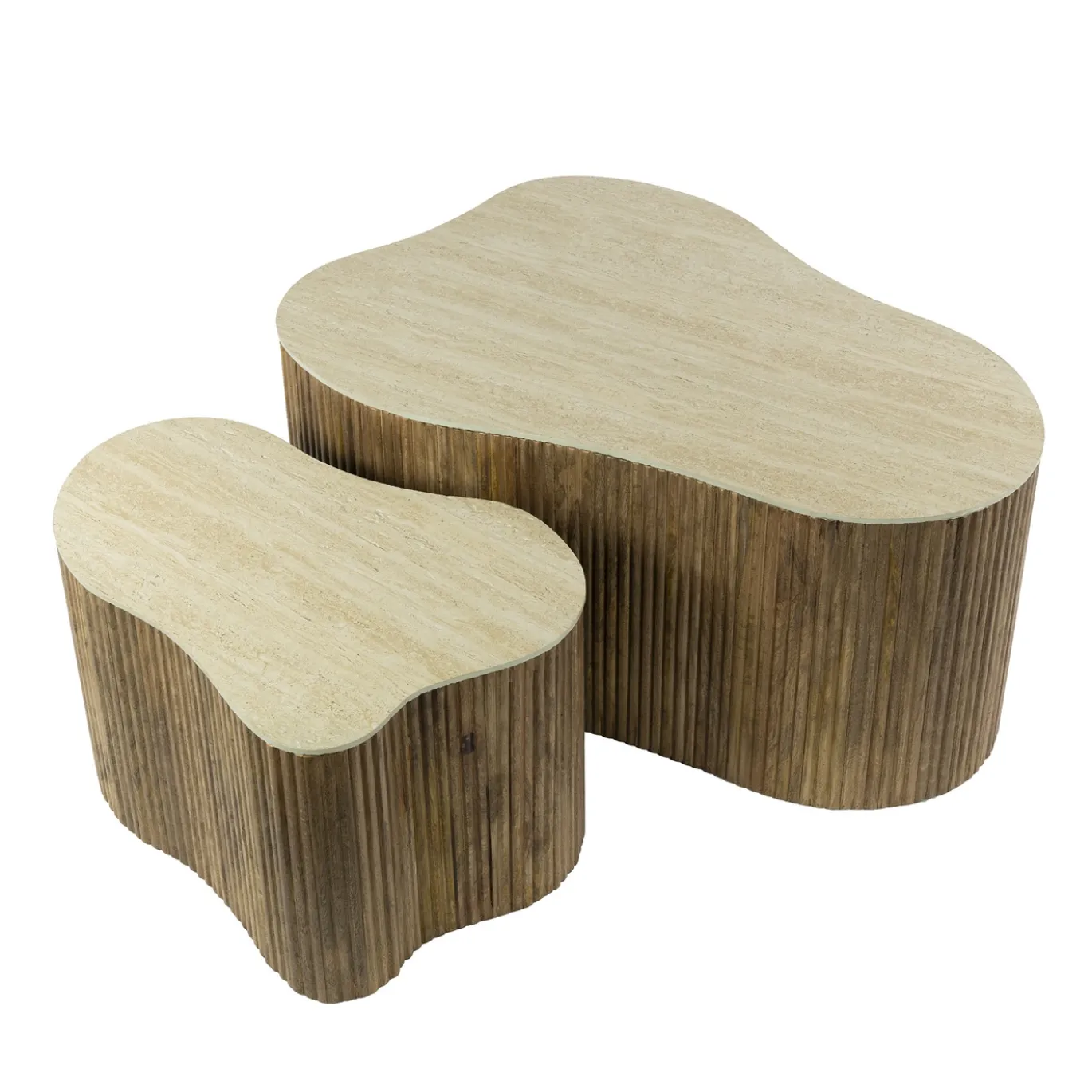 Salontafel Nuovo Shamrock Set van 2 Massief Mango Zand - Giga Meubel