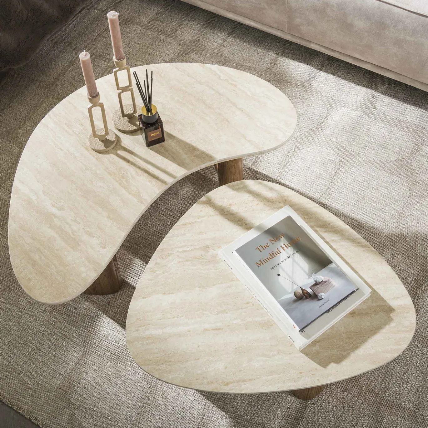 Salontafel Organic Travertin Set van 2 - Giga Meubel