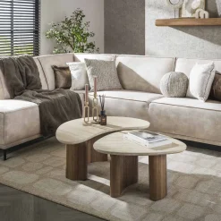 Salontafel Organic Travertin Set van 2 - Giga Meubel