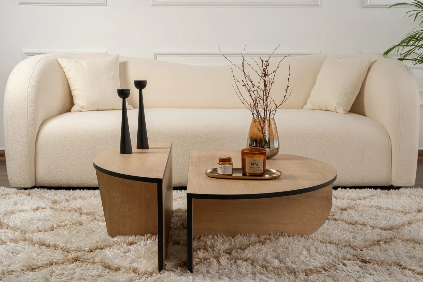 Salontafel Orion Naturel/Zwart Ø90cm