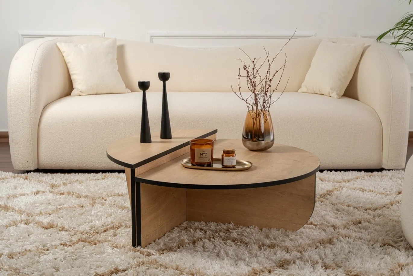 Salontafel Orion Naturel/Zwart Ø90cm