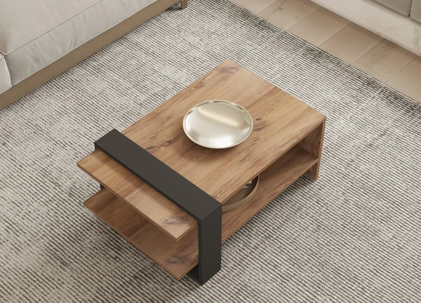 Salontafel Ova Bruin/Antraciet 80cm