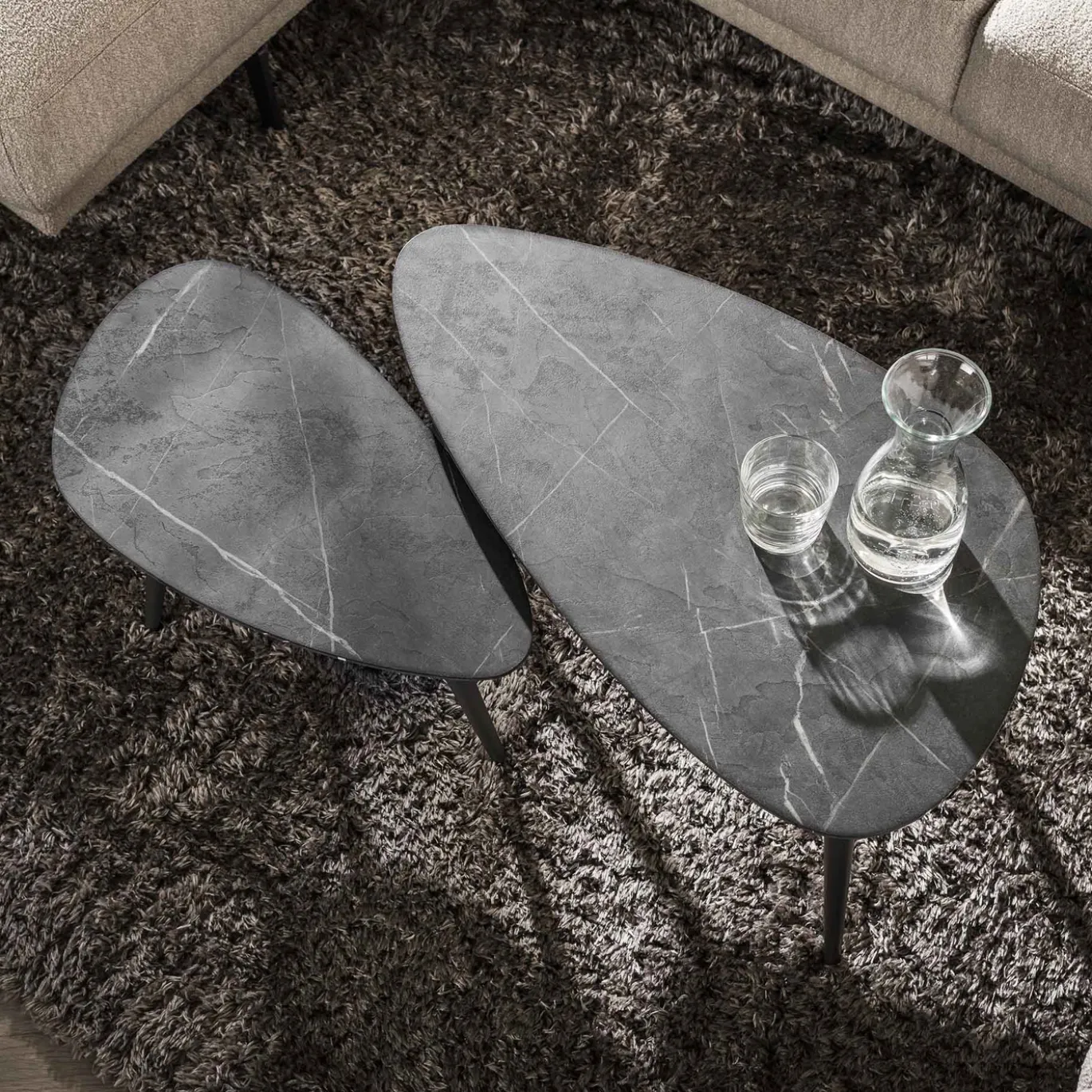 Salontafel Pear Shaped Set van 2 Organisch Keramieklook - Giga Meubel