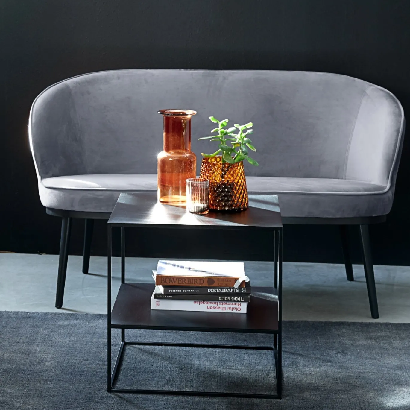 Salontafel Pebble Zwart 50x50 cm - Giga Living