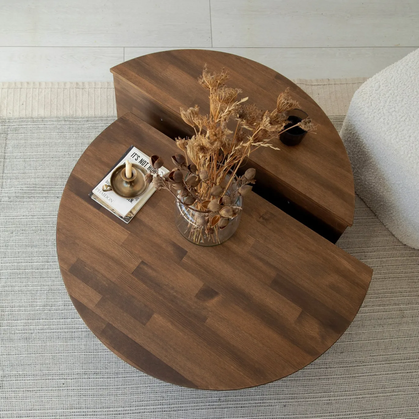 Salontafel Podium Hout Walnoot Ø90cm