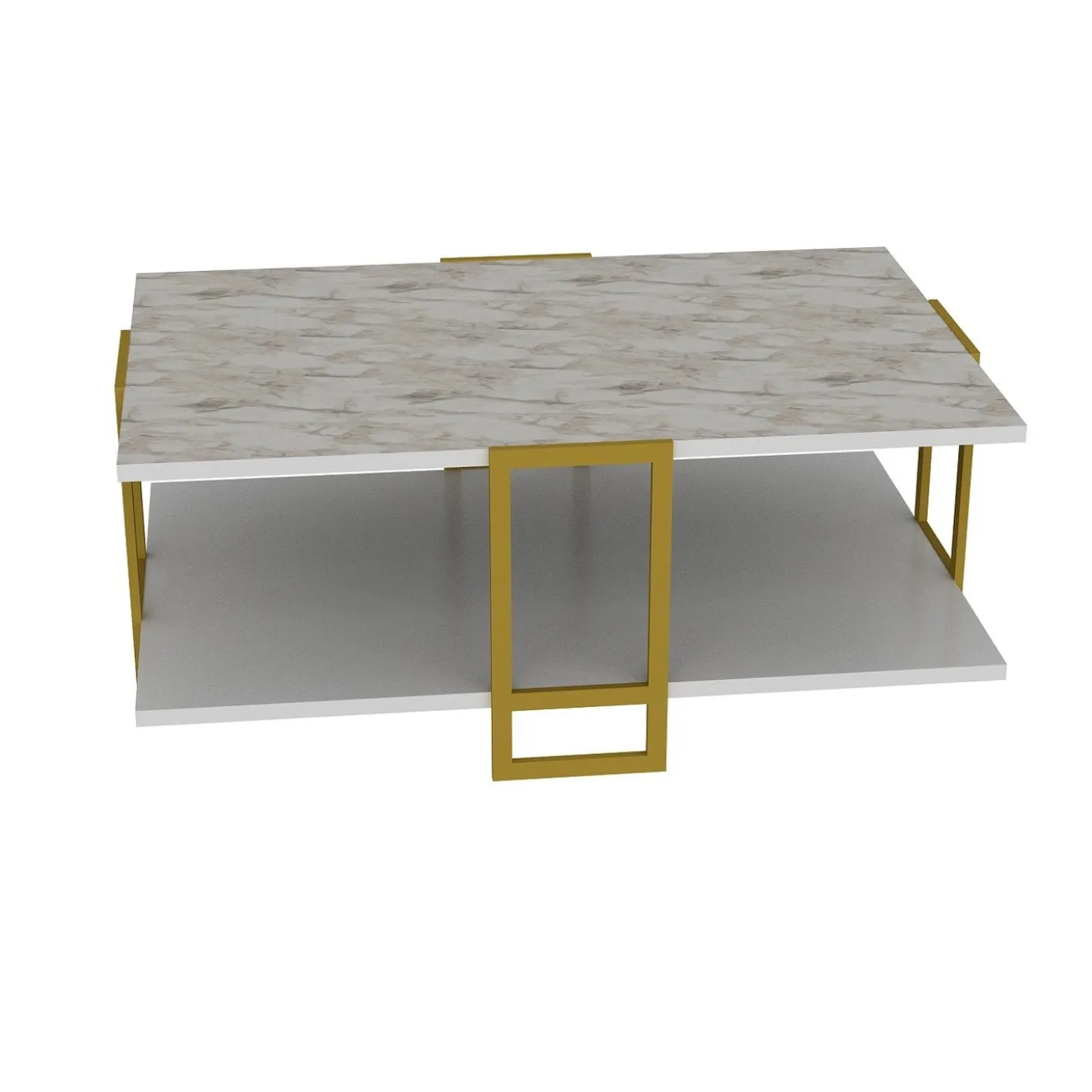 Salontafel Polka Wit Marmerlook/Goud