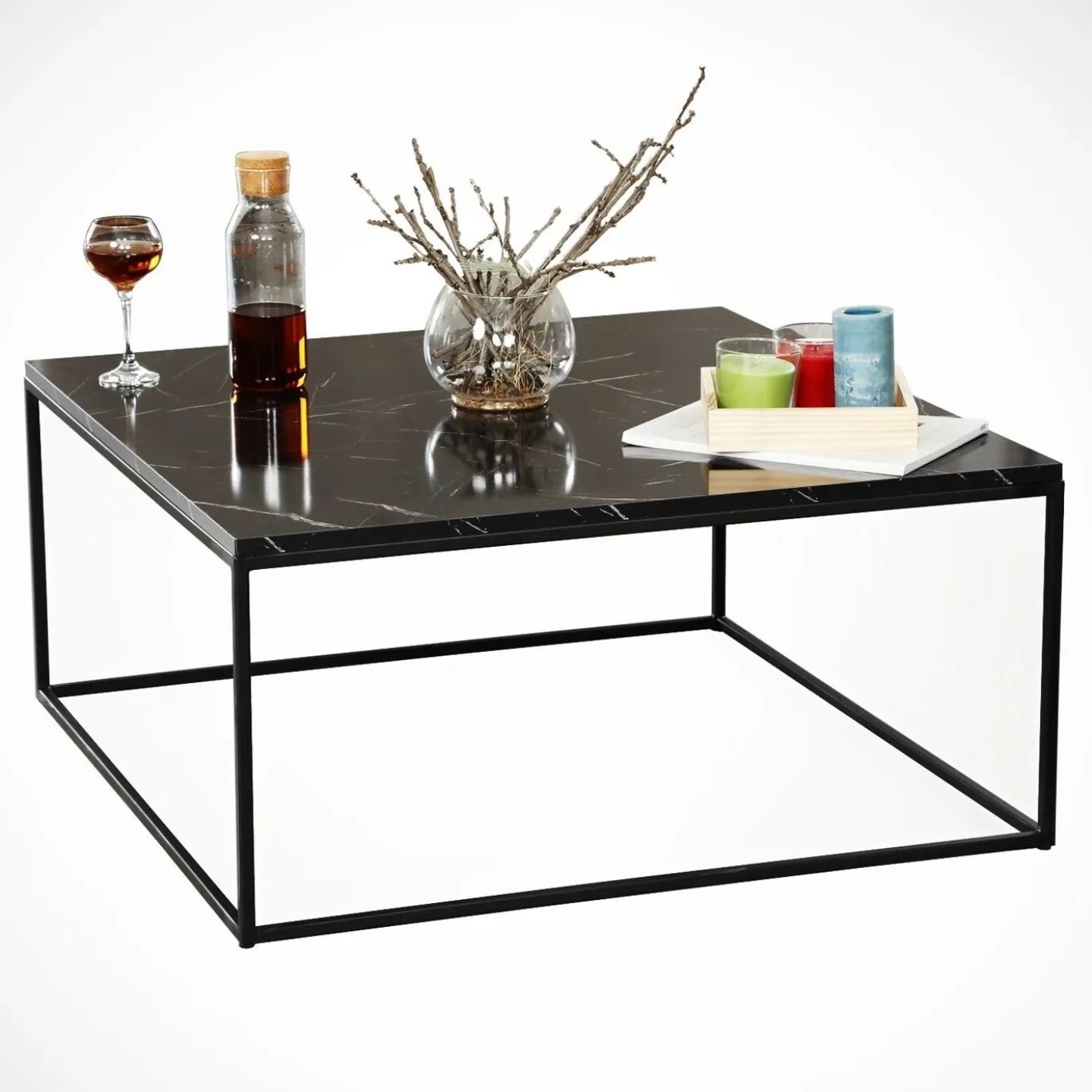 Salontafel Poly Melamine Zwart Wit