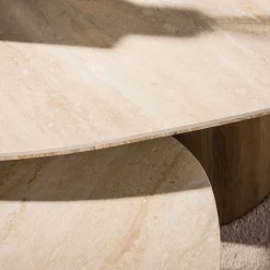 Salontafel Romano Driehoekig Keramiek Travertin Set Van 2 - Giga Meubel