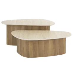 Salontafel Romano Driehoek Travertinlook Set van 2 - Giga Meubel