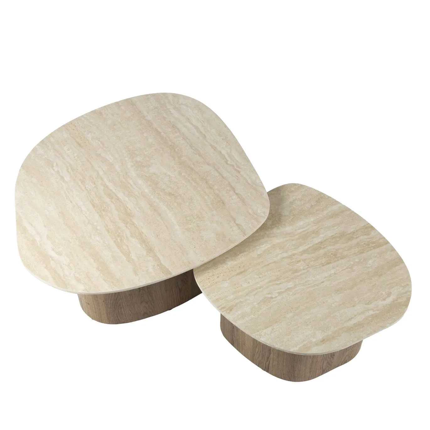Salontafel Romano Kiezel Travertinlook Set van 2 - Giga Meubel