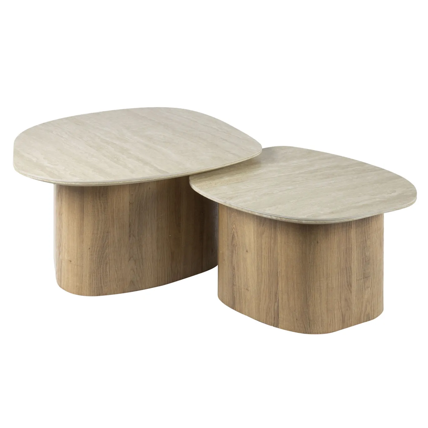 Salontafel Romano Kiezel Travertinlook Set van 2 - Giga Meubel