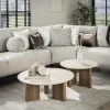 Salontafel Romano Rond Travertinlook Set van 2 - Giga Meubel
