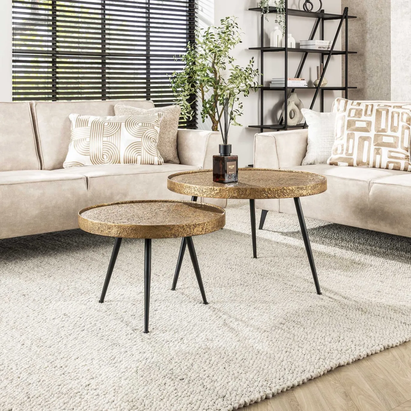 Salontafel Rond Metallic Set van 2 - Giga Meubel