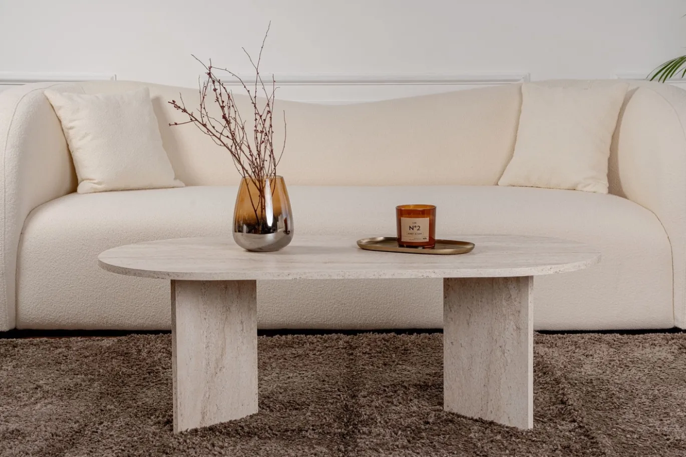 Salontafel Sable Ovaal Travertinlook 120cm